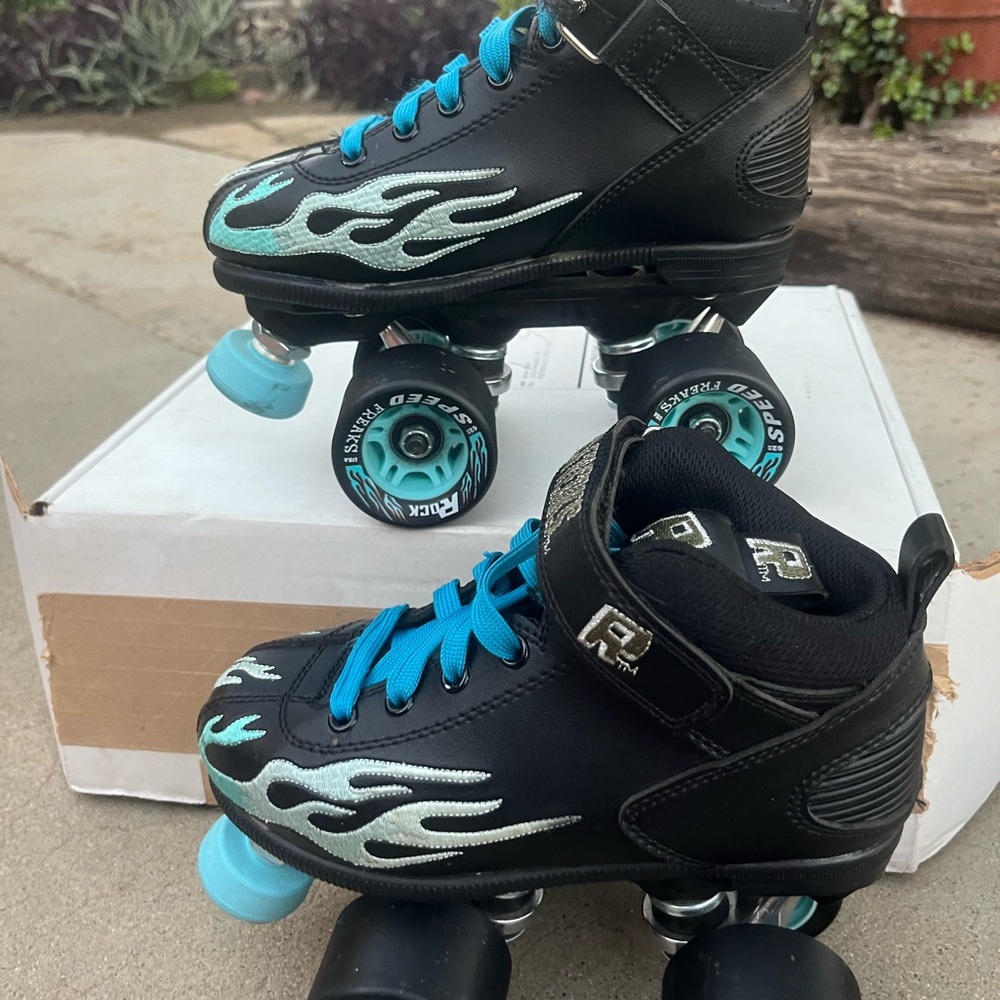 Riedel Black and Teal Speed Freaks Kids Roller Skates